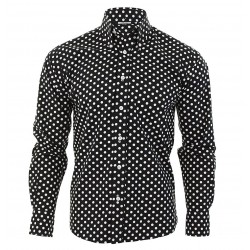 RELCO Camisa Manga Larga Button-Down Lunares - NEGROS y BLANCOS